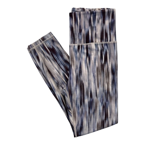Athleta Elation 7/8 Tight Leggings Blue Grey Abstract Stripe High Rise Small - Picture 4 of 6